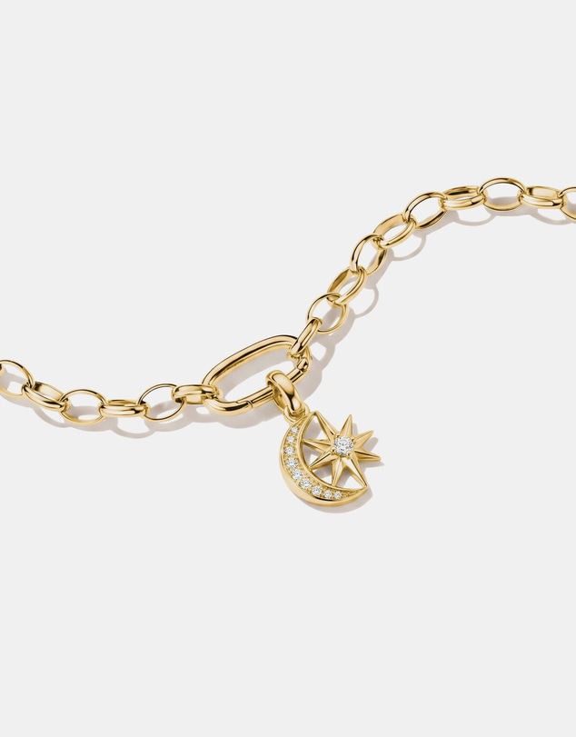 THOMAS SABO - Gold-Plated Moon and Star Charm with White Zirconia
