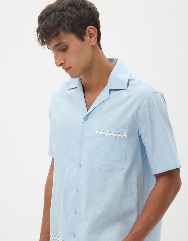 AERE - Linen Blend Trim Shirt