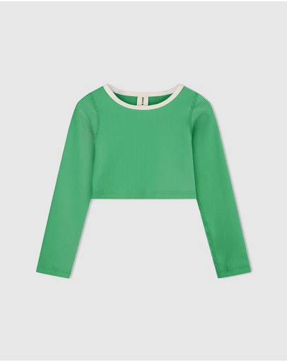 Zulu & Zephyr Mini - Mini Stripe Rib Crop Rashie - Kids-Teens