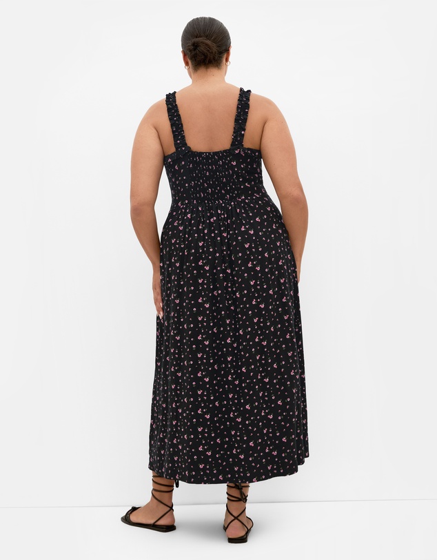 City Chic - Plus size Gracy Ditsy Print Midi Dress - black