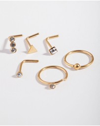 Lovisa - Gold Geometric Diamante Nose 6-Pack