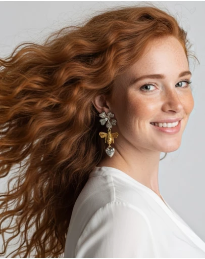 Mossée - Colette Vintage Bee & Heart Drop Earrings