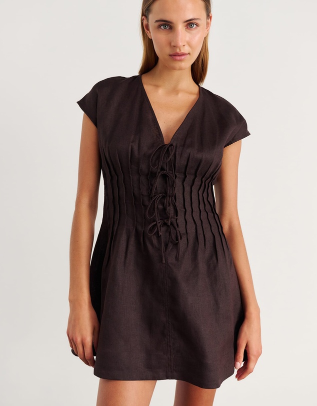 Jag - Delphine Pintuck Linen Mini Dress