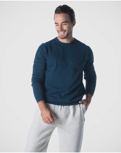 Coast Clothing - Crew Neck Cotton Jumper - Blue
