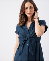 Ripe Maternity - Colette Tie Up Linen Dress