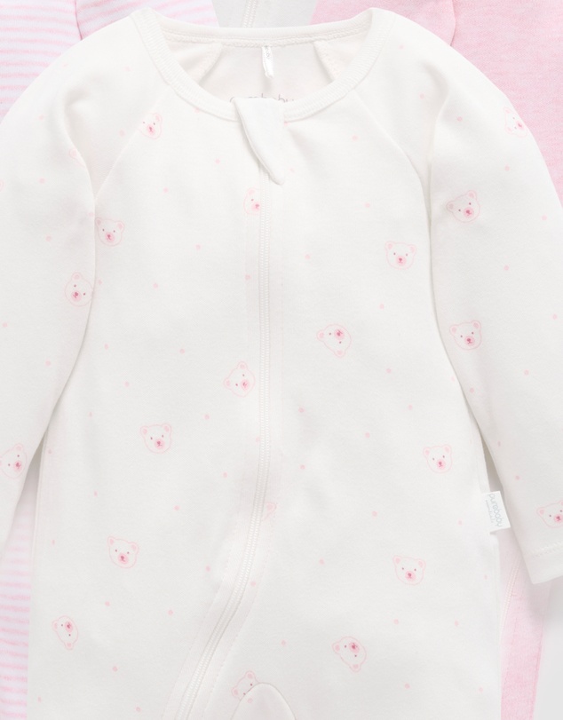 Purebaby - 4 Pack Zip Growsuit -Babies