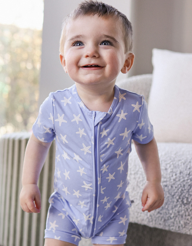 Kynd Baby - Essential Short Sleeve Onesie in Star Fish Blue