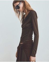 M.N.G - Fitted Top With Draped Neckline