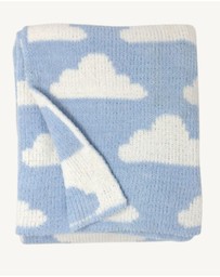 Living Textiles - Chenille Blanket - Blue Clouds