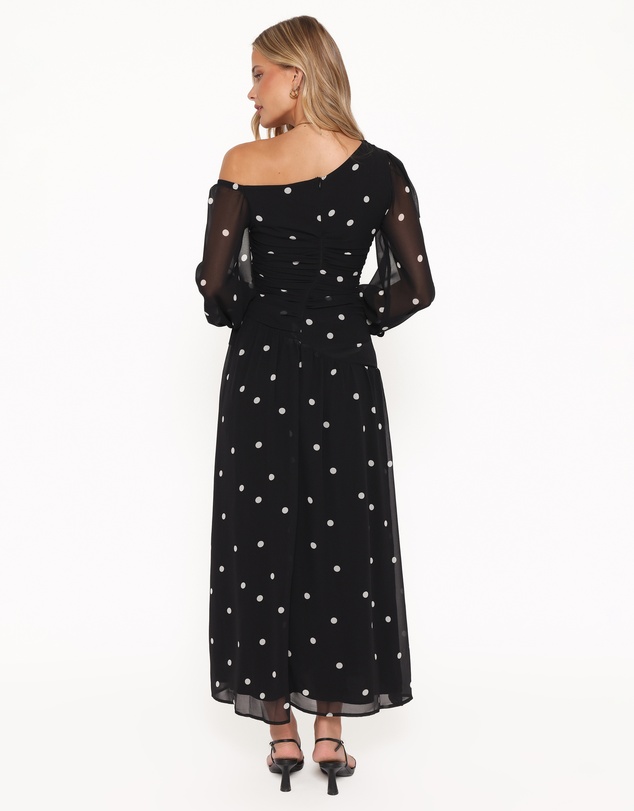 Petal & Pup - Levine Maxi Dress - Black Polka Dot