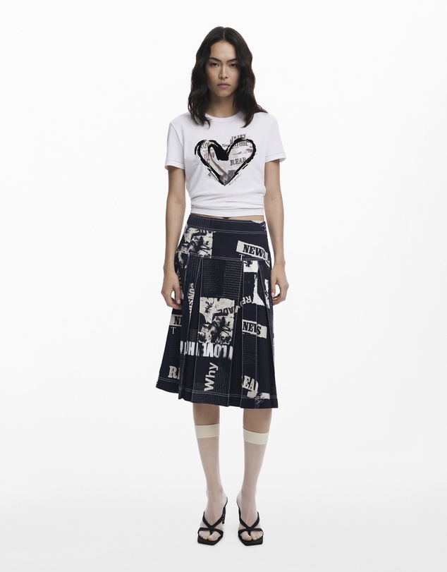 Desigual - Newspaper heart T-shirt