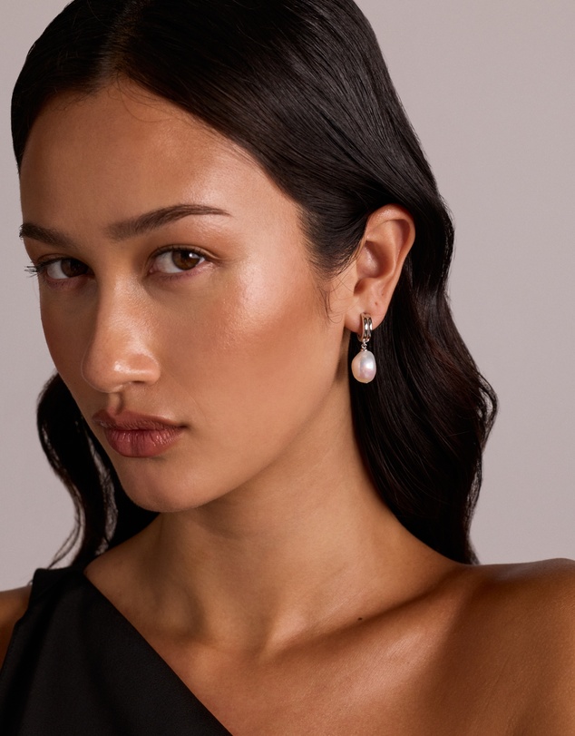 Michael Hill - Two-Row Cultured Freshwater Baroque Pearl Drop Earrings in Sterling Silver