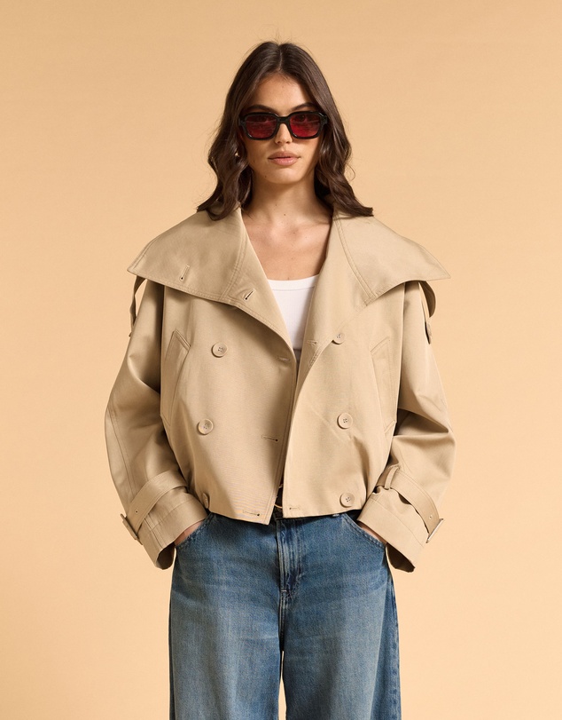 MVN - Funnel Neck Short Trench Coat