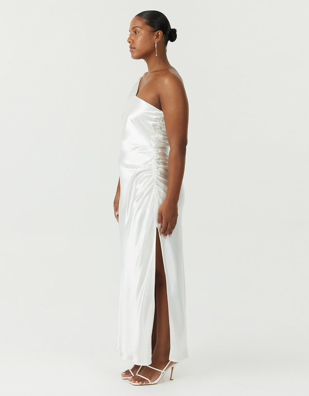 Third Form - Satin Gather One Shoulder Dress