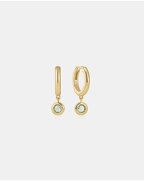 Ania Haie - Gold Dangling Mint Green Huggie Hoop Earrings