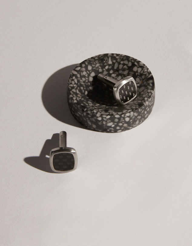 Najo - Aviator Carbon Fibre & Steel Square Cufflink