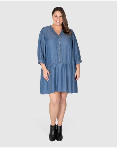 Love Your Wardrobe - Ruby Drop Waist Chambray Dress