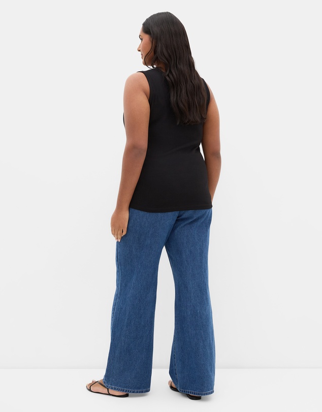 City Chic - Plus size Tara Motif Rib Tank - black