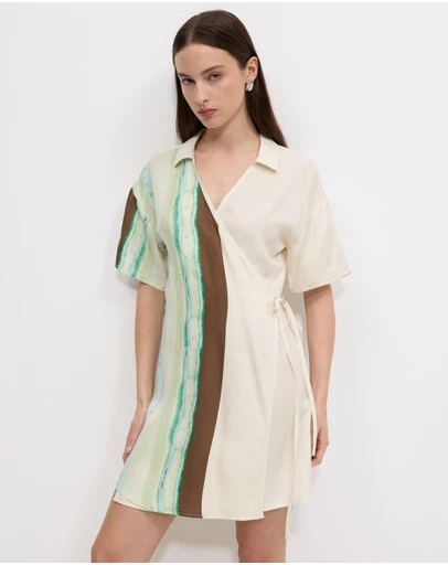 Calli - Stripe Wrap Mini Dress