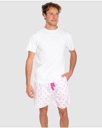 Sant And Abel - Men's Pink Palm Tree Sleep Shorts