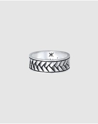 Kuzzoi - ICONIC EXCLUSIVE - Ring Mens Band Herringbone Vintage in 925 Sterling Silver