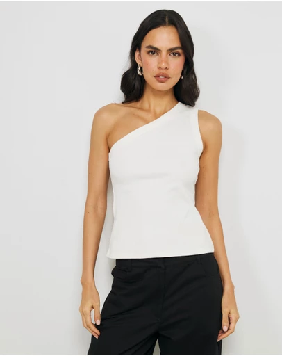 AERE - Elsa One Shoulder Ribbed Tank
