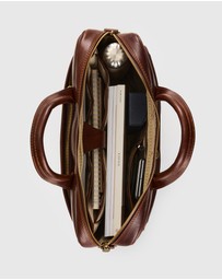 Republic of Florence - Pretoria Matt Choc Leather Laptop Briefcase