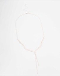 Lovisa - Silver Fine Ribbon Cubic Zirconia Lariat Necklace