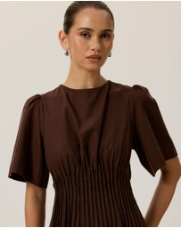 Tussah - Zoe Pin Tuck Detail Flutter Sleeve Midi Dress