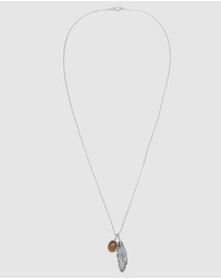 Kuzzoi - ICONIC EXCLUSIVE - Necklace Men Feather Pendant with Quartz Gemstone in 925 Sterling Silver