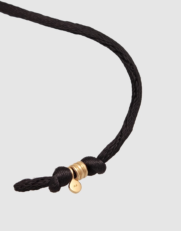 Elli Jewelry - Necklace Satin Ribbon Black Drop Pendant in 925 Sterling Silver Gold Plated