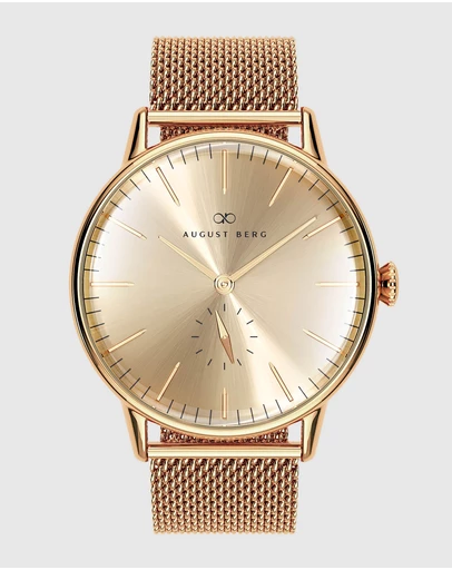August Berg - Serenity 40mm Gold Plated Mesh Watch
