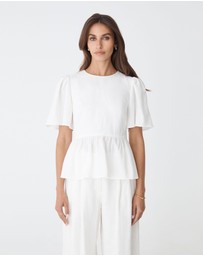 Forcast - Jade Linen Peplum Top