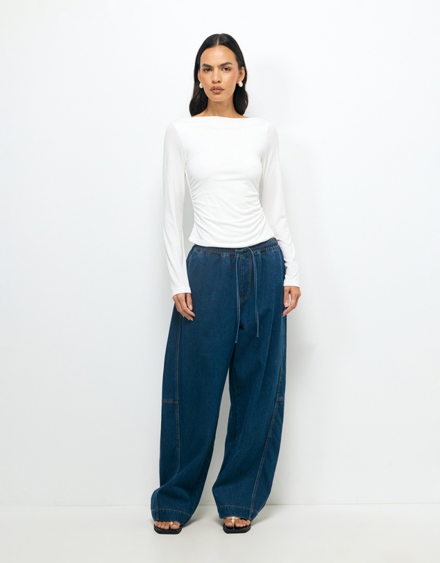 AERE - Cupro Boat Neck Top