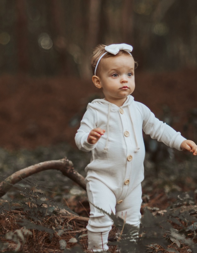 WITH LOVE FOR KIDS - Basics Thick Ribbed Hooded All In One - Babies
