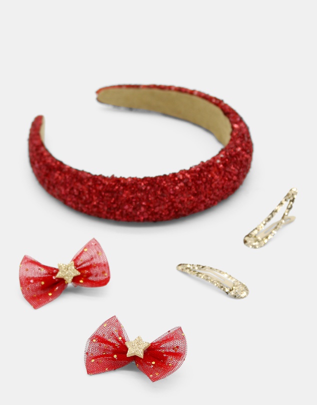 Morgan & Taylor - Noel Kids Clip Set in Sparkling Red and Gold