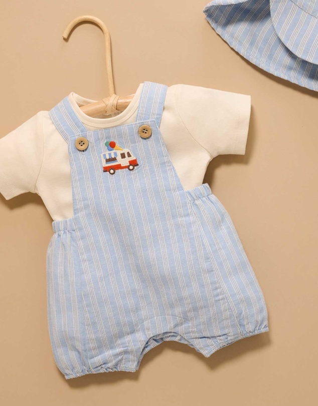 Purebaby - Short Leg Overall Set -Kids-Babies