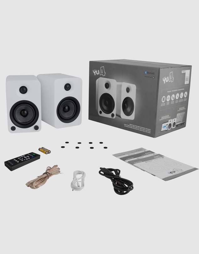 iWorld - Kanto YU4 140W Powered Bookshelf Speakers with Bluetooth and Phono Preamp - Pair, Matte White