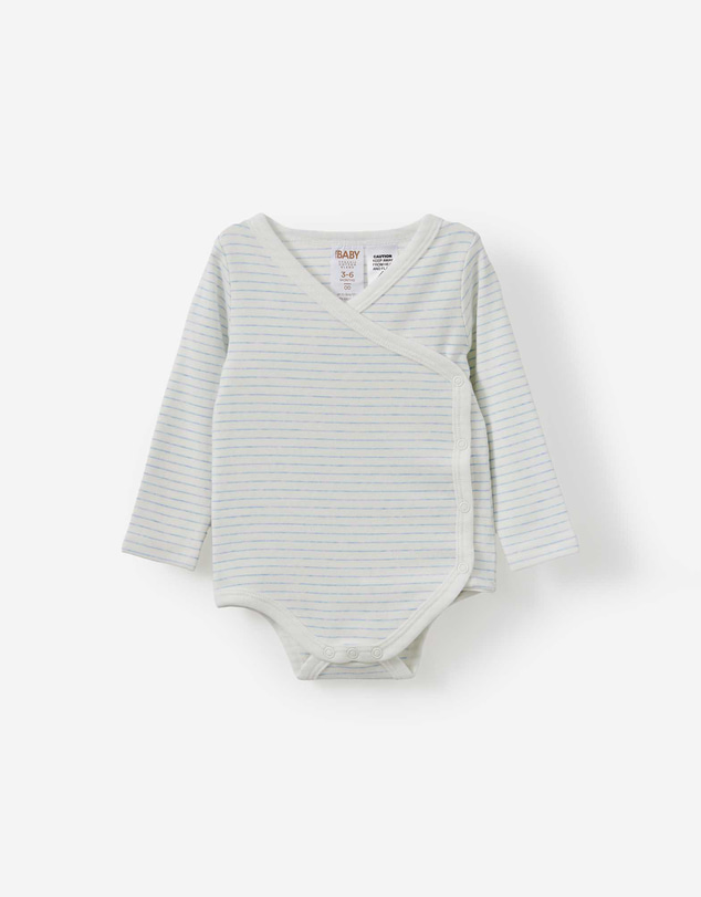 Cotton On Kids - Organic Cross Over Long Sleeve Bubbysuit