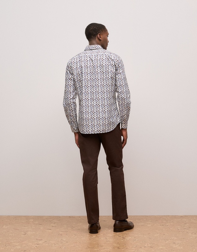 Trenery - Regular Fit Reed Poplin Long Sleeve Shirt in Auburn