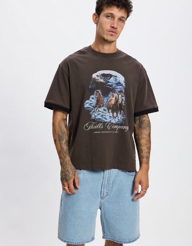 Thrills - Superior Power Box Fit Oversize Cropped Ringer Tee