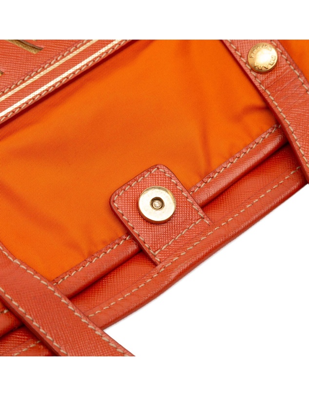 Pre-Loved by Azura Reborn - Pre-Loved Saffiano Trimmed Tessuto Logo Oro Satchel