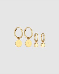 Elli Jewelry - Earrings Creoles Platelet Pendant Set with Crystal Green in 925 Sterling Silver