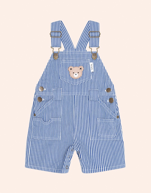 Huxbaby - Cobalt Stripe Carpenter Shortall - Babies-Kids