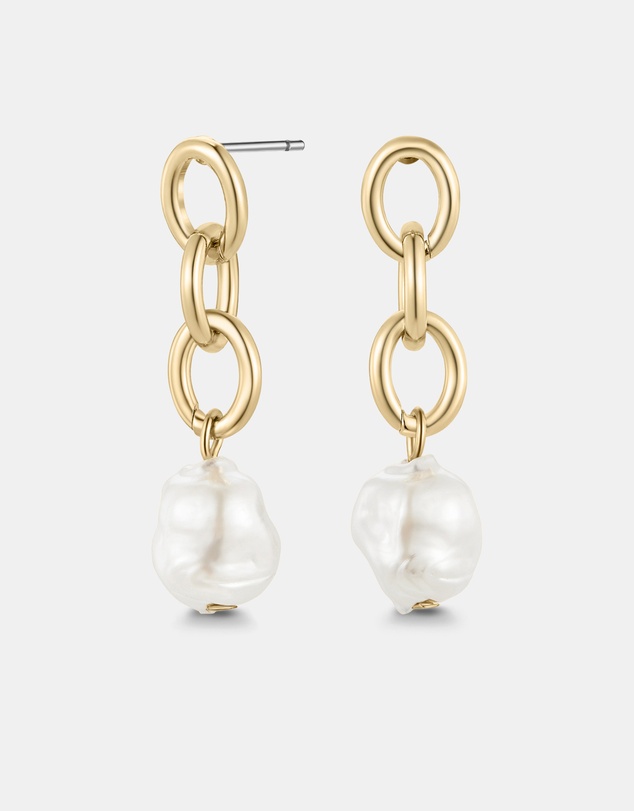 Mestige - Tribute Baroque Pearl Earrings - 18K Gold Plated