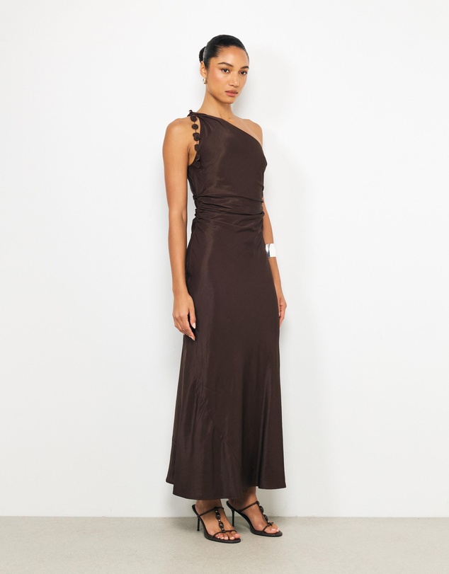 AERE - Ilaria Floral One Shoulder Maxi Dress