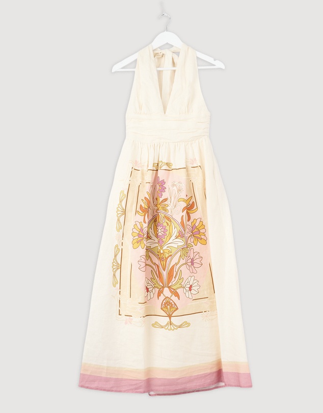 Revibe - Repaired AERE Giselle Linen Halter Maxi Dress - AU 8