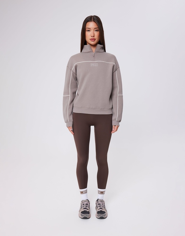 Upstate - Half Zip Pannelled Crew - Cinder