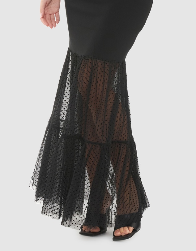 Ripe Maternity - Gwen Mesh Tiered Hem Dress