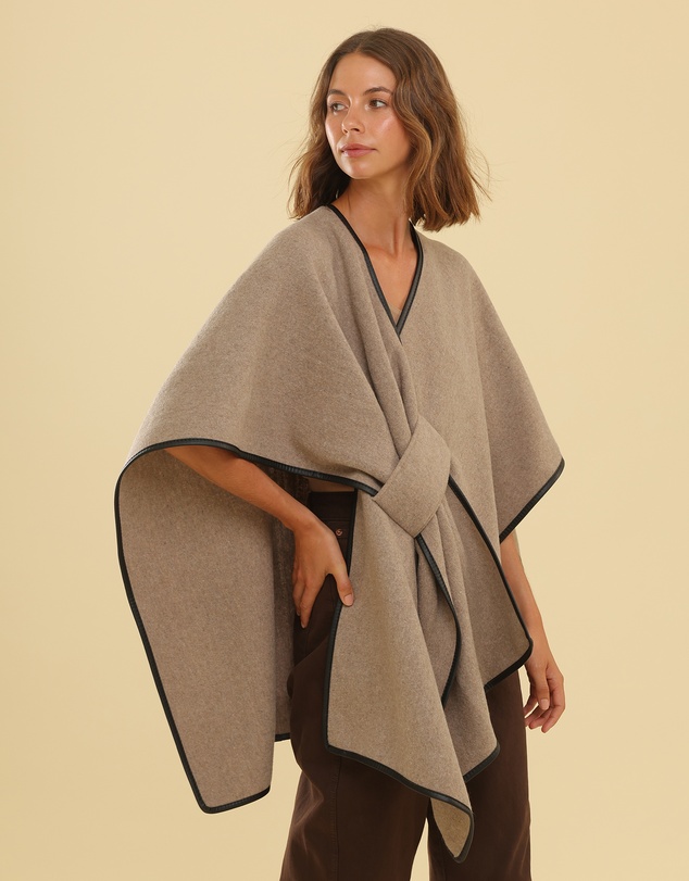 Morgan & Taylor - Jane Bias-Edged Poncho in Beige